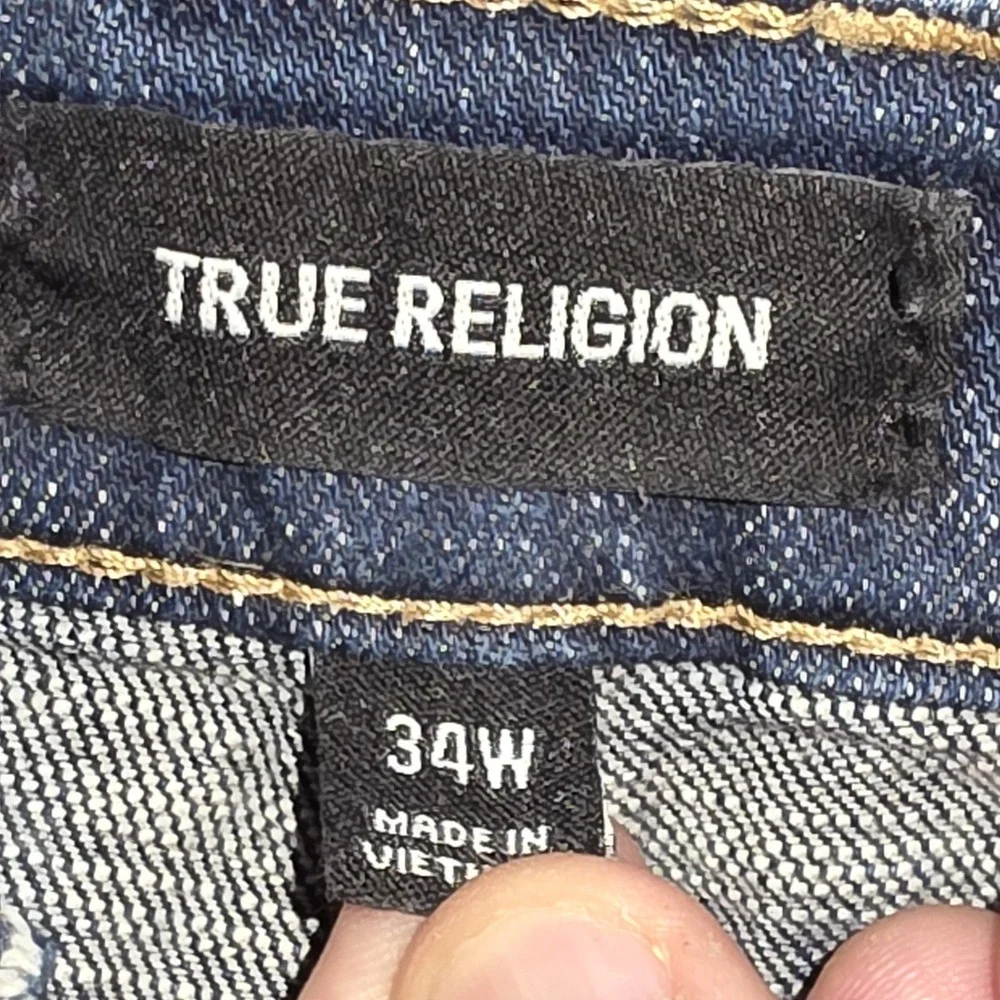 True Religion Jean Shorts 34W Ricky Super T Cut‎ Off Raw Hem Stretch 11